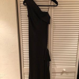 John Galliano black satin gown